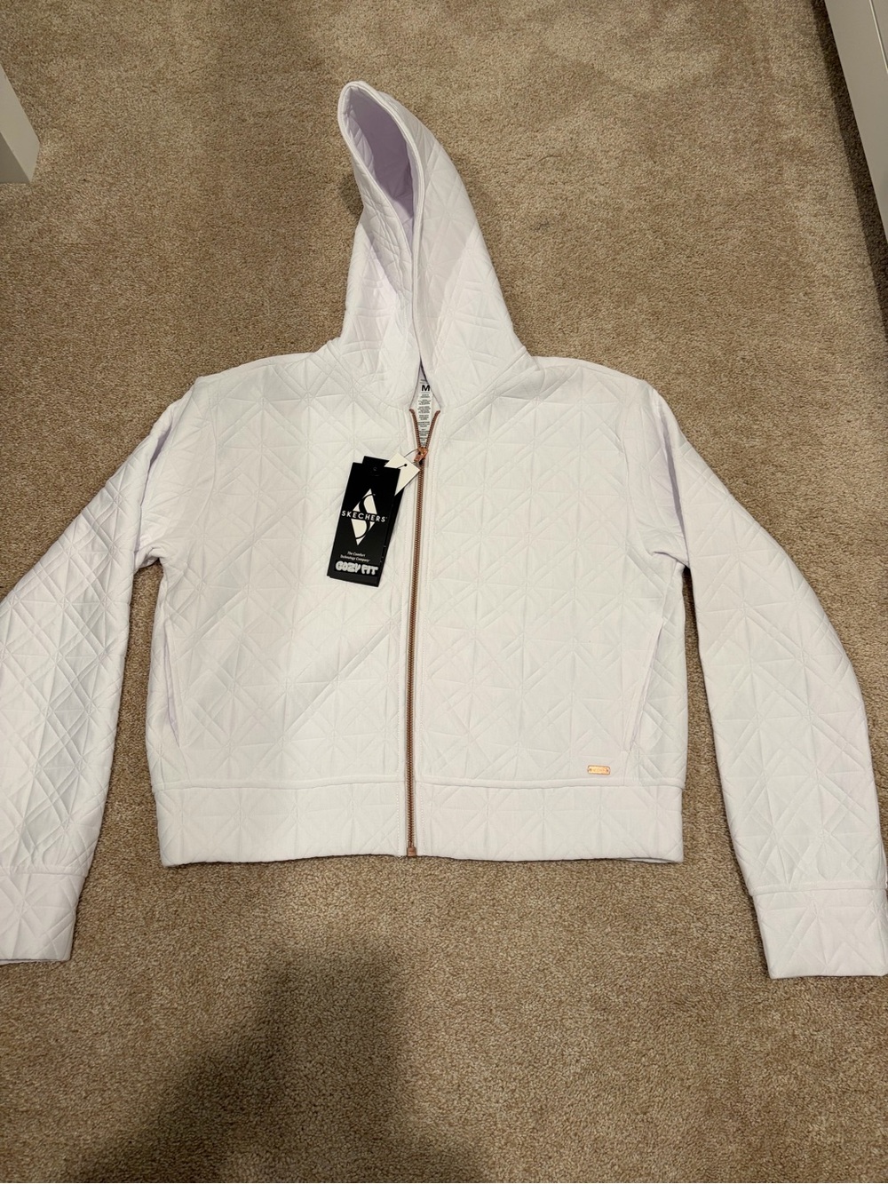 Skechers Quilted Hooded Zip Jacket - White